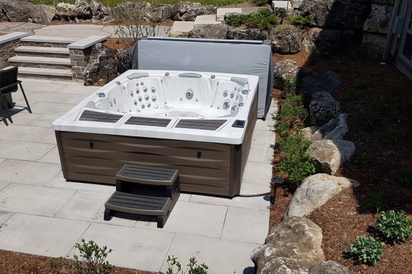 Outdoor hot tub installation.