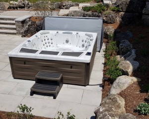 Outdoor hot tub installation.