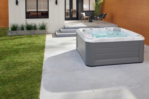 Outdoor hot tub installation.