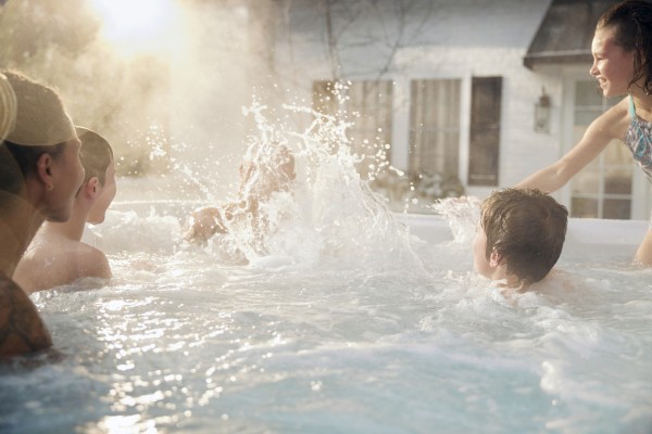 Family enjoying their hot tub.