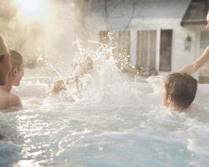 Family enjoying their hot tub.